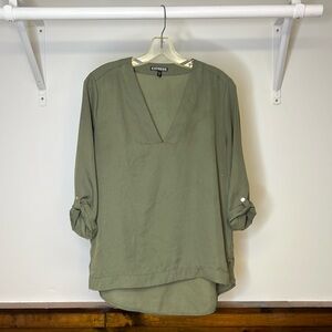 Express Olive Green 3/4 Sleeve‎ Flowy Top- S